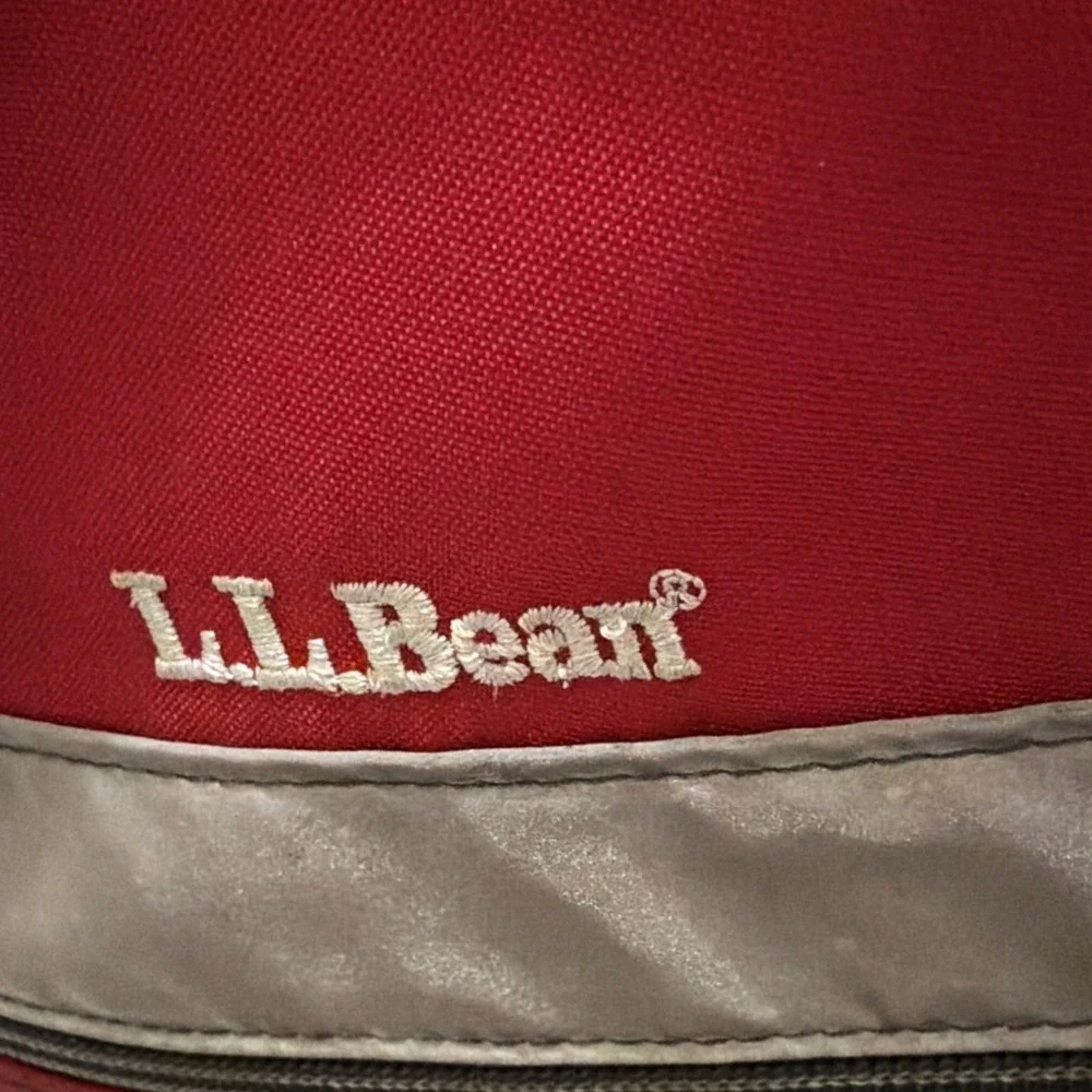 LL Bean Reflective Red Backpack Book Bag Personalized MJK Strap Zip Vintage 90s